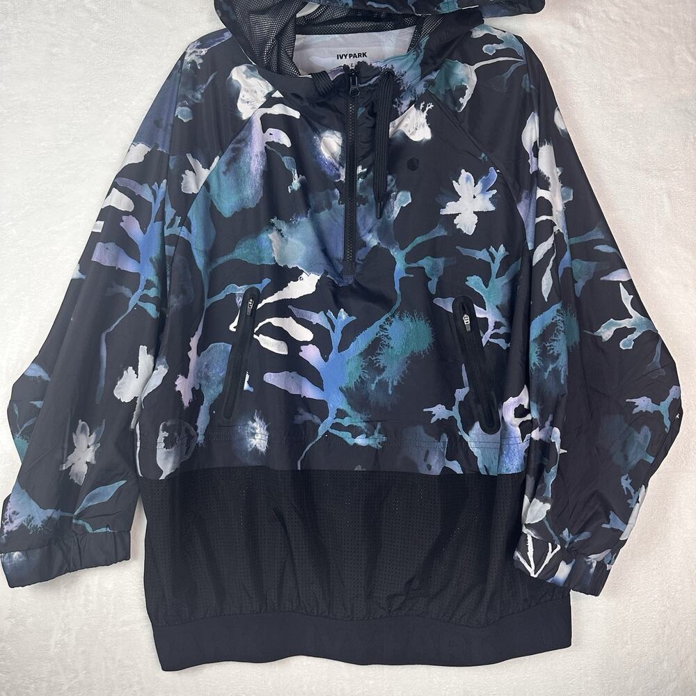 Ivy Park Beyoncé Women L Floral Story Anorak Windbreaker Hooded Half Zip Jacket